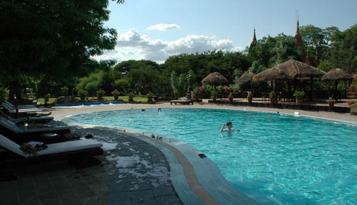 Pagodas visible all around, even from the pool